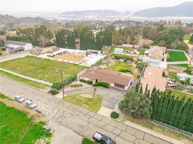 aerial view featuring a residential view and a mountain view