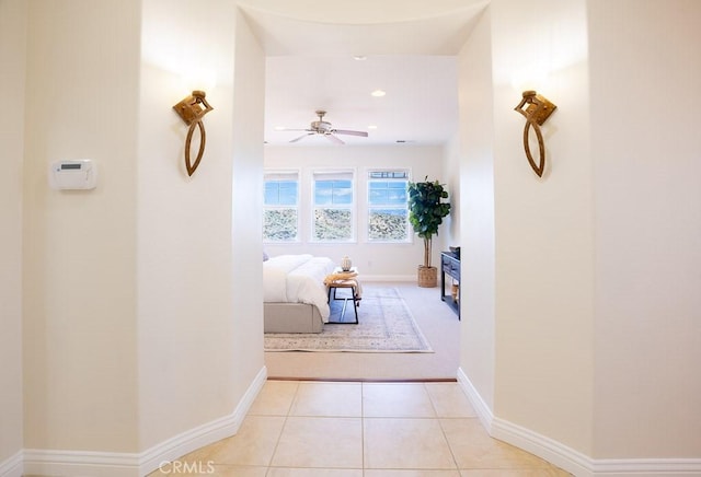 25663 Elmwood Ln, Valencia, CA 91381 - hall with recessed lighting, baseboards, and light tile patterned flooring