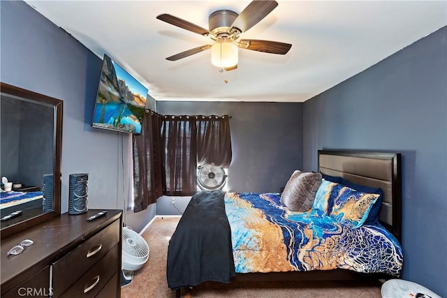 bedroom featuring carpet and ceiling fan