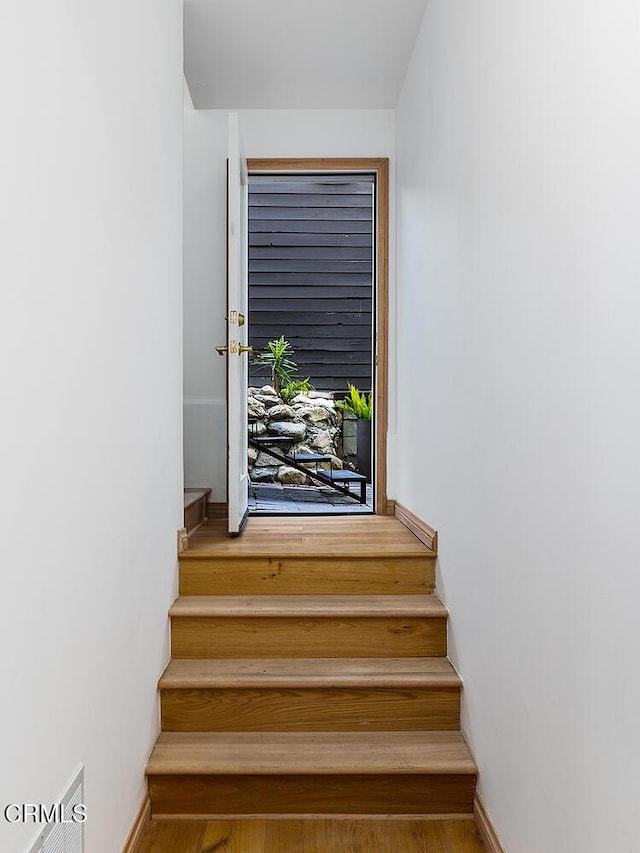 stairs with baseboards