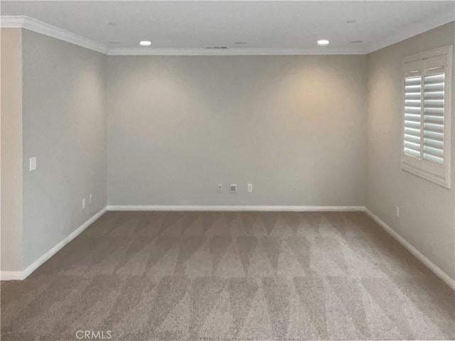 3434 Presidio Ln, Perris, CA 92570 - carpeted spare room featuring crown molding, baseboards, and recessed lighting