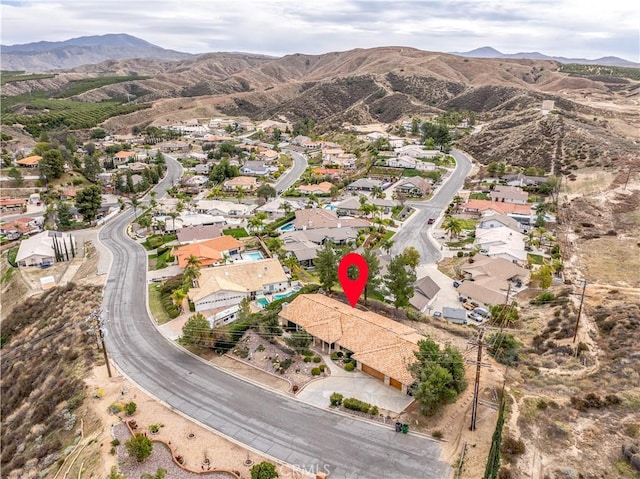 aerial view with a residential view and a mountain view