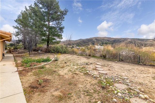 view of yard featuring a mountain view