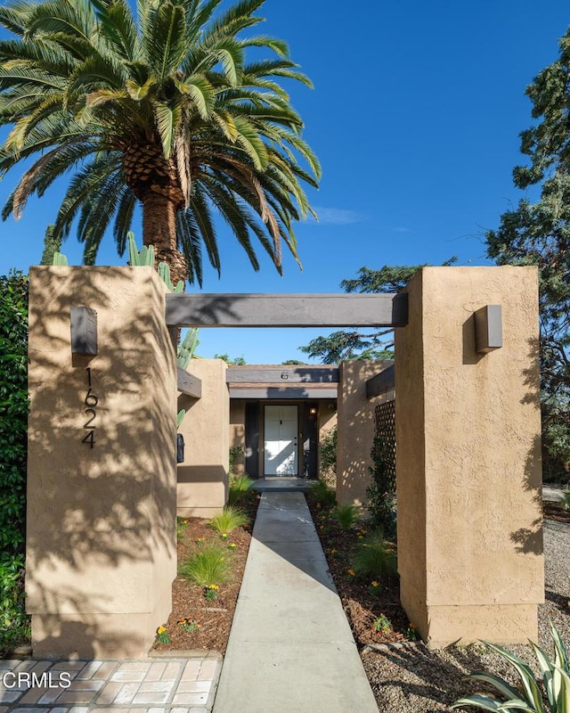 exterior space with stucco siding