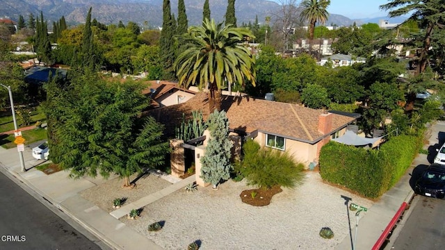 aerial view with a mountain view