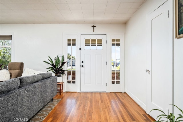 foyer entrance featuring light wood finished floors