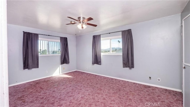 unfurnished room with carpet, plenty of natural light, and baseboards