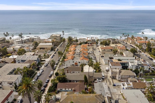 aerial view with a water view and a residential view