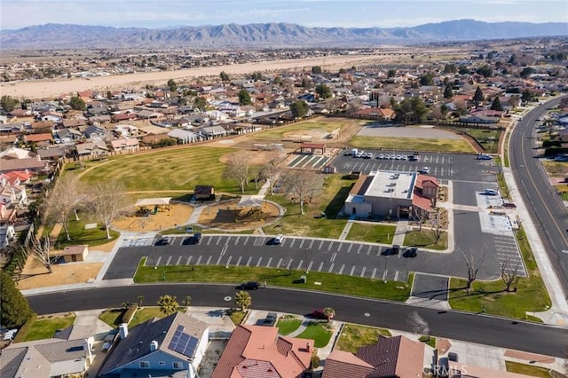 bird's eye view featuring a residential view and a mountain view