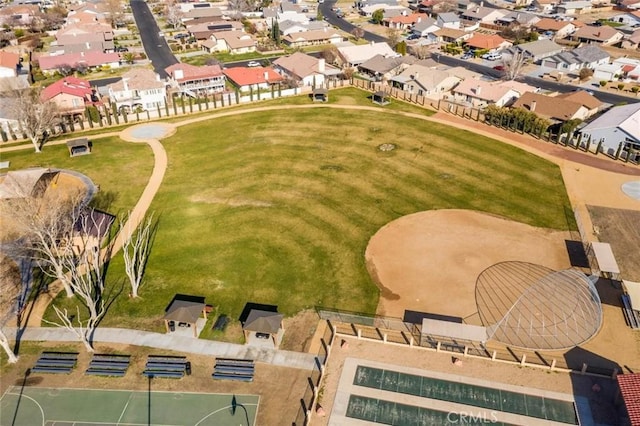 birds eye view of property with a residential view