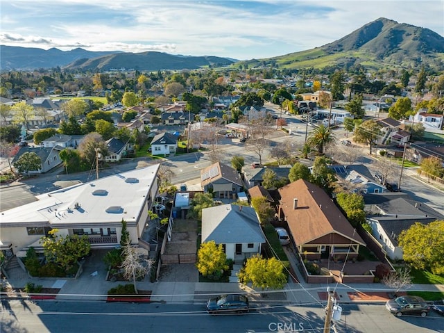 birds eye view of property featuring a residential view and a mountain view