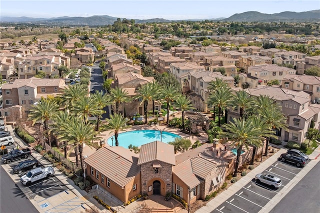 bird's eye view with a mountain view and a residential view