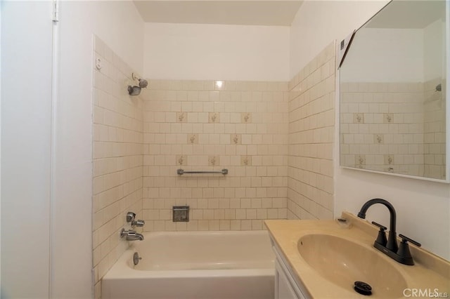 full bathroom featuring shower / washtub combination and vanity