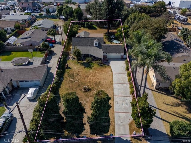 bird's eye view with a residential view