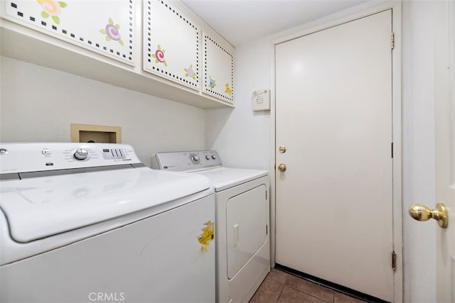 laundry area featuring separate washer and dryer and tile patterned flooring
