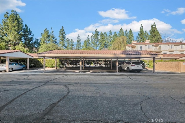 view of covered parking lot