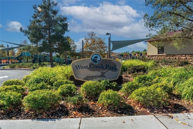 view of community sign