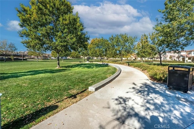 view of community featuring a lawn