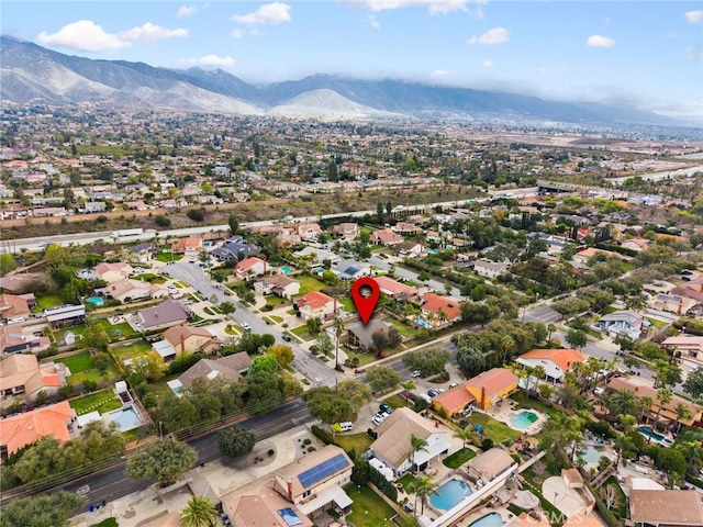 drone / aerial view with a mountain view