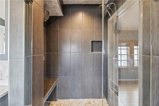 bathroom featuring walk in shower