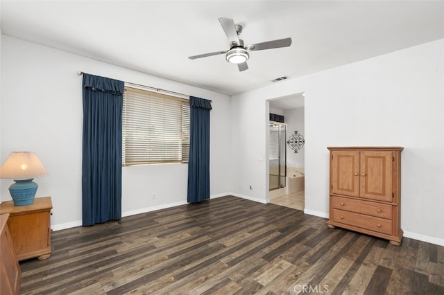 41211 Crooked Stick Dr, Temecula, CA 92591 - unfurnished bedroom with wood finished floors, ensuite bathroom, and a ceiling fan