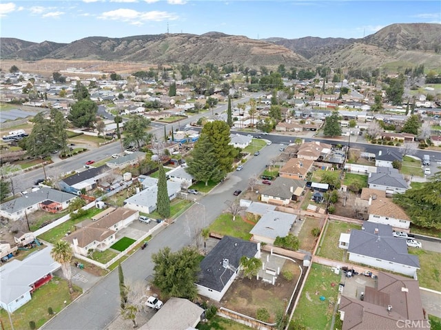 aerial view with a mountain view and a residential view