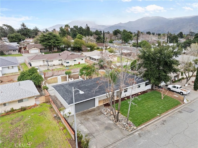 aerial view with a residential view and a mountain view