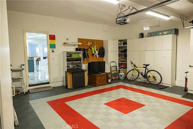 garage with a garage door opener