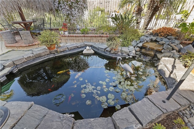 details featuring a garden pond