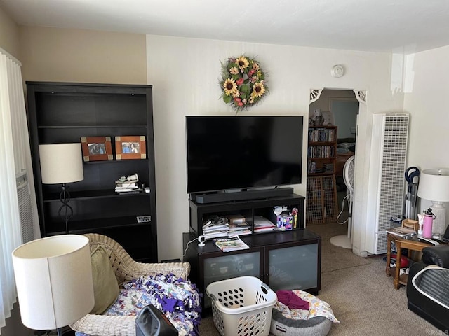 living room featuring carpet flooring