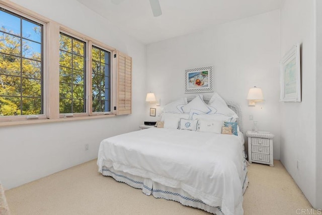 bedroom with carpet and ceiling fan