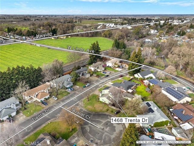 bird's eye view with a residential view