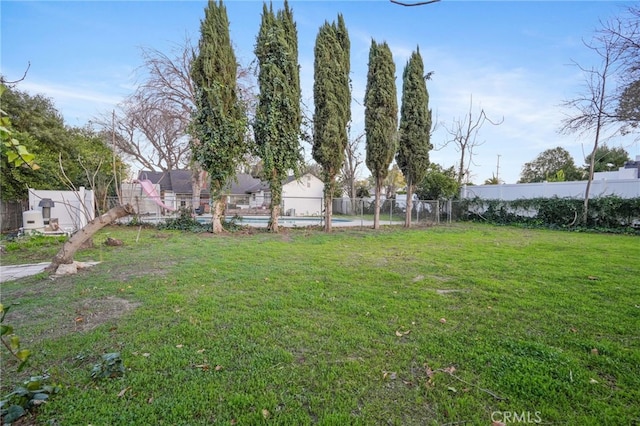 view of yard featuring a fenced in pool and a fenced backyard