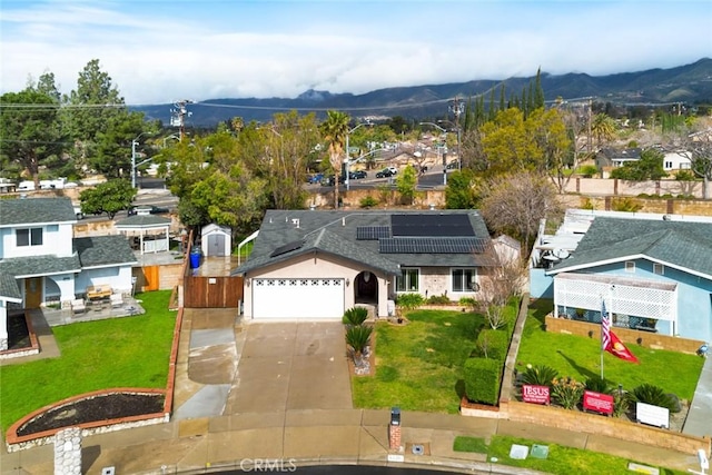 aerial view with a mountain view