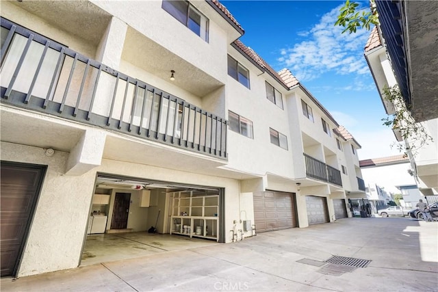 view of building exterior with a garage