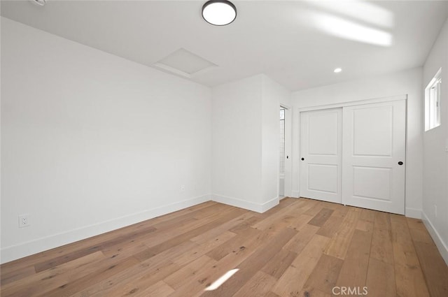 1985 Highland Oaks Dr, Arcadia, CA 91006 - unfurnished bedroom featuring light wood-style floors, attic access, a closet, and recessed lighting