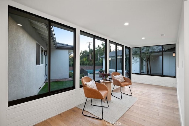 1985 Highland Oaks Dr, Arcadia, CA 91006 - sunroom with wood finished floors, a wall of windows, and recessed lighting