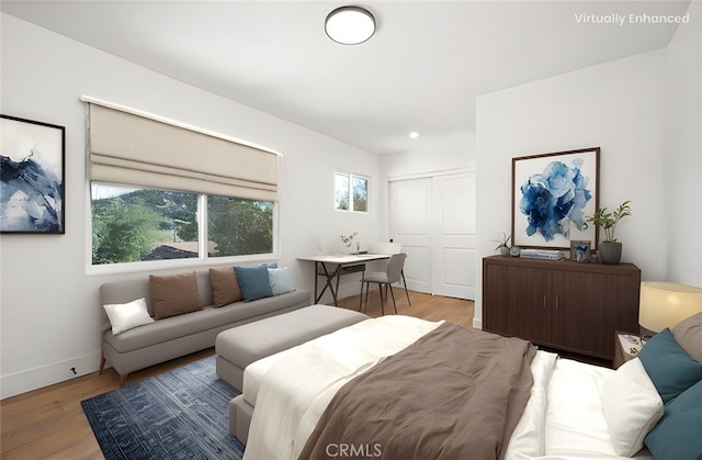 1985 Highland Oaks Dr, Arcadia, CA 91006 - bedroom with a closet, light wood-style floors, and recessed lighting