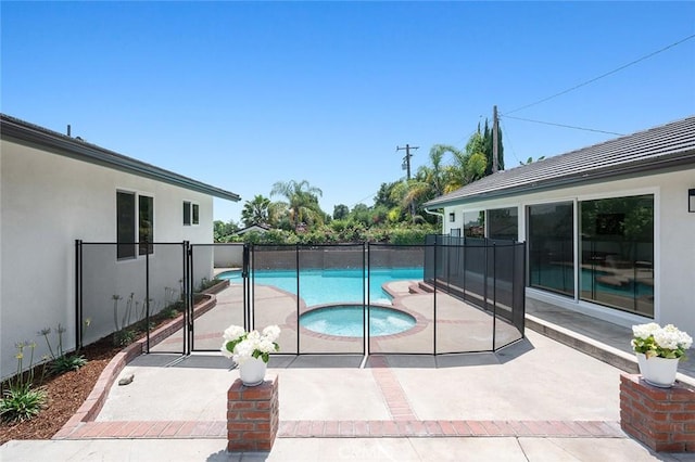 1985 Highland Oaks Dr, Arcadia, CA 91006 - view of swimming pool featuring a pool with connected hot tub and a patio
