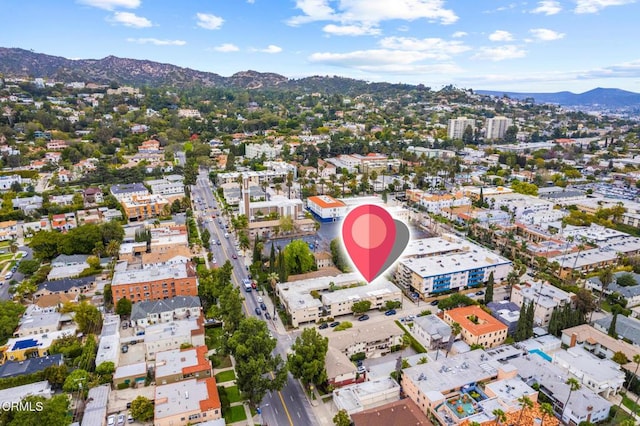 drone / aerial view with a mountain view