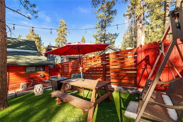 view of yard with a fenced backyard