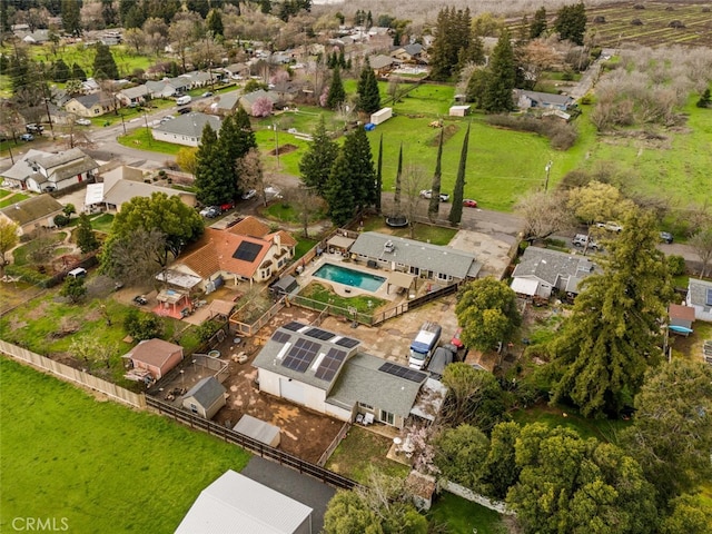 aerial view with a residential view