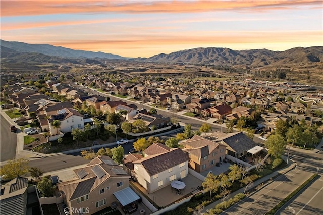 aerial view with a residential view and a mountain view