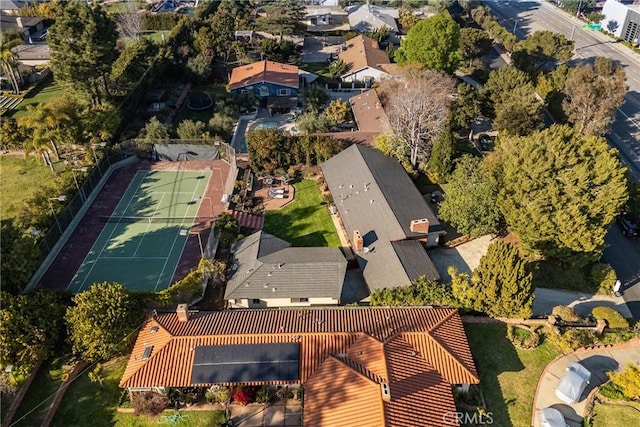 birds eye view of property with a residential view