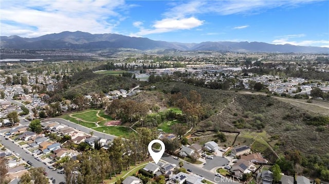 bird's eye view featuring a residential view and a mountain view