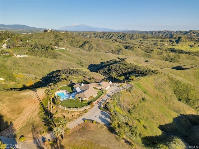 aerial view with a mountain view