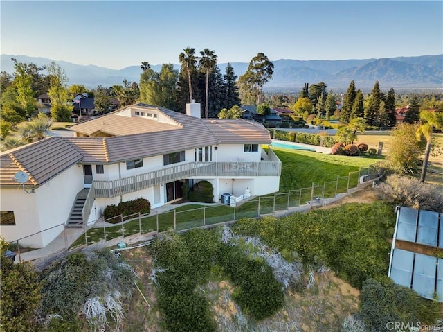 bird's eye view with a mountain view