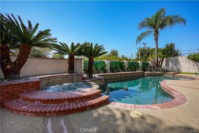 view of pool featuring a patio, a fenced backyard, and a fenced in pool