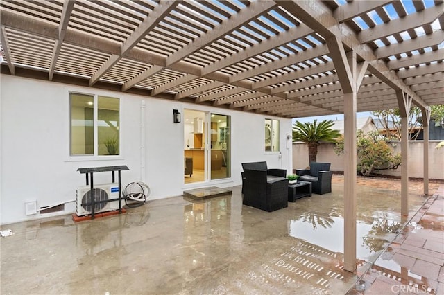 view of patio / terrace featuring ac unit, fence, and outdoor lounge area