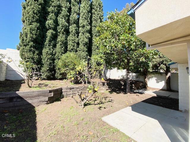 view of yard featuring a patio and fence